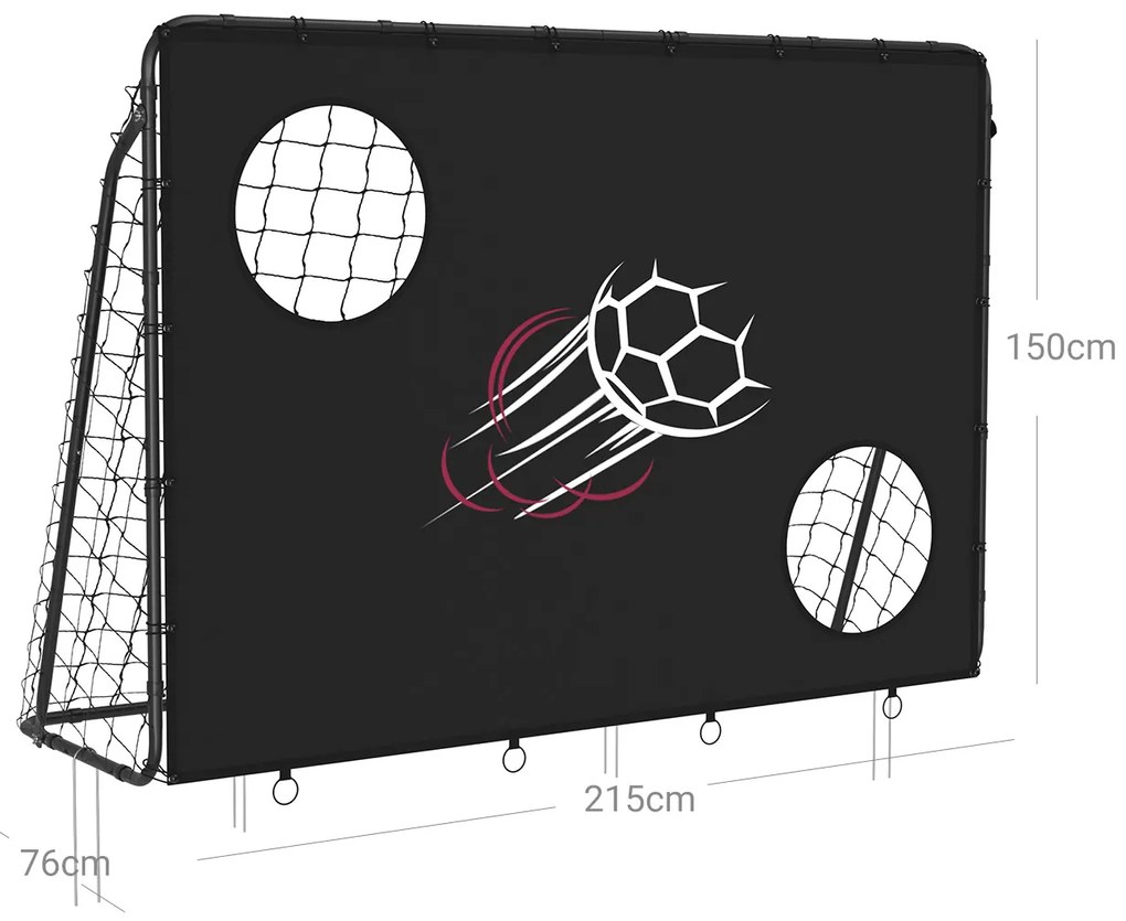Baliza de futebol para crianças 215 x 76 x150 cm preta