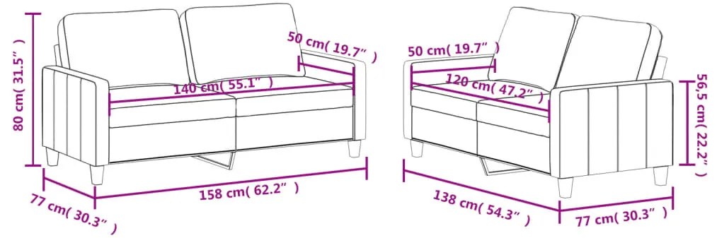 2 pcs conjunto de sofás com almofadões couro artificial preto