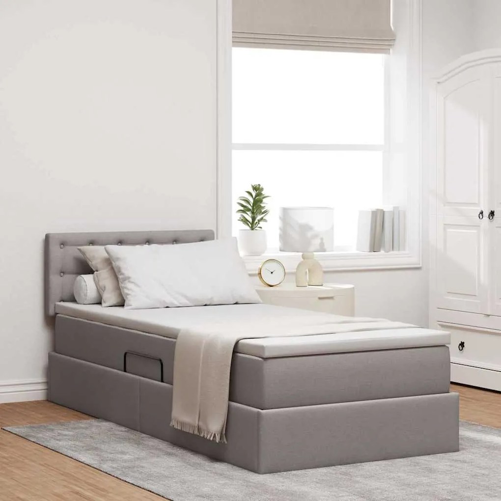 vidaXL Cama com arrumação e LED Cinzento-acastanhado 100 x 200 cm