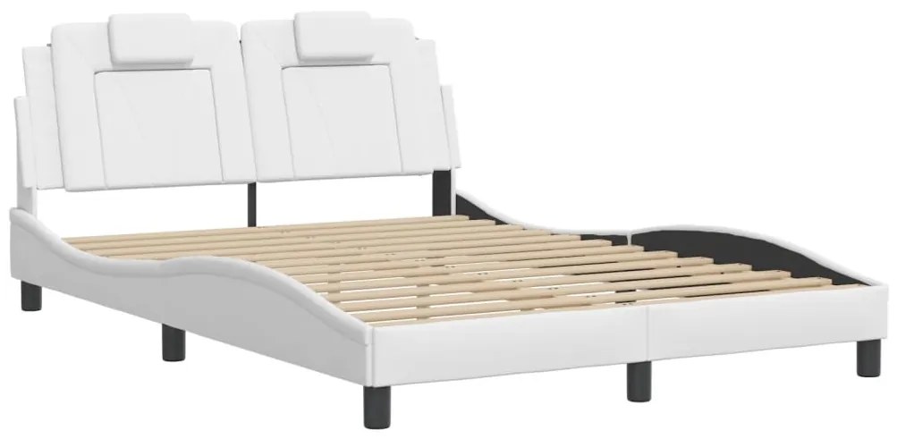 Estrutura cama c/ cabeceira 140x200 cm couro artificial branco