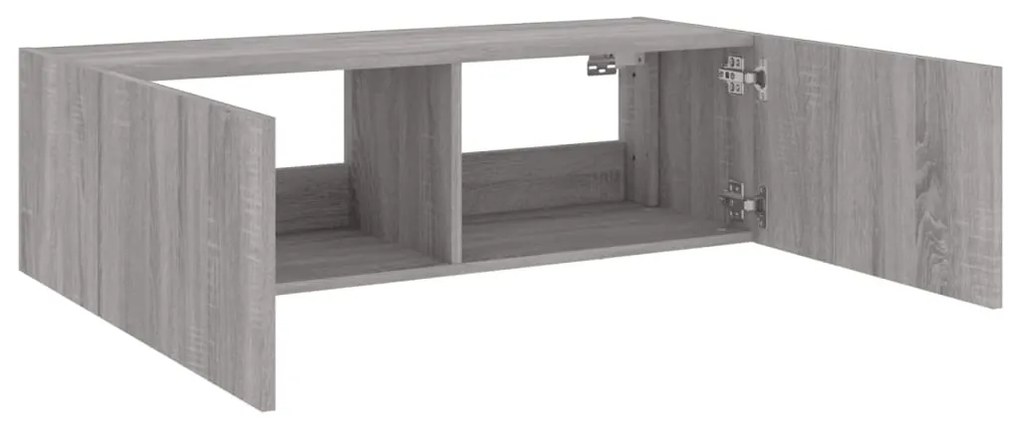 Móvel de parede p/ TV c/ luzes LED 100x35x31 cm cinzento sonoma