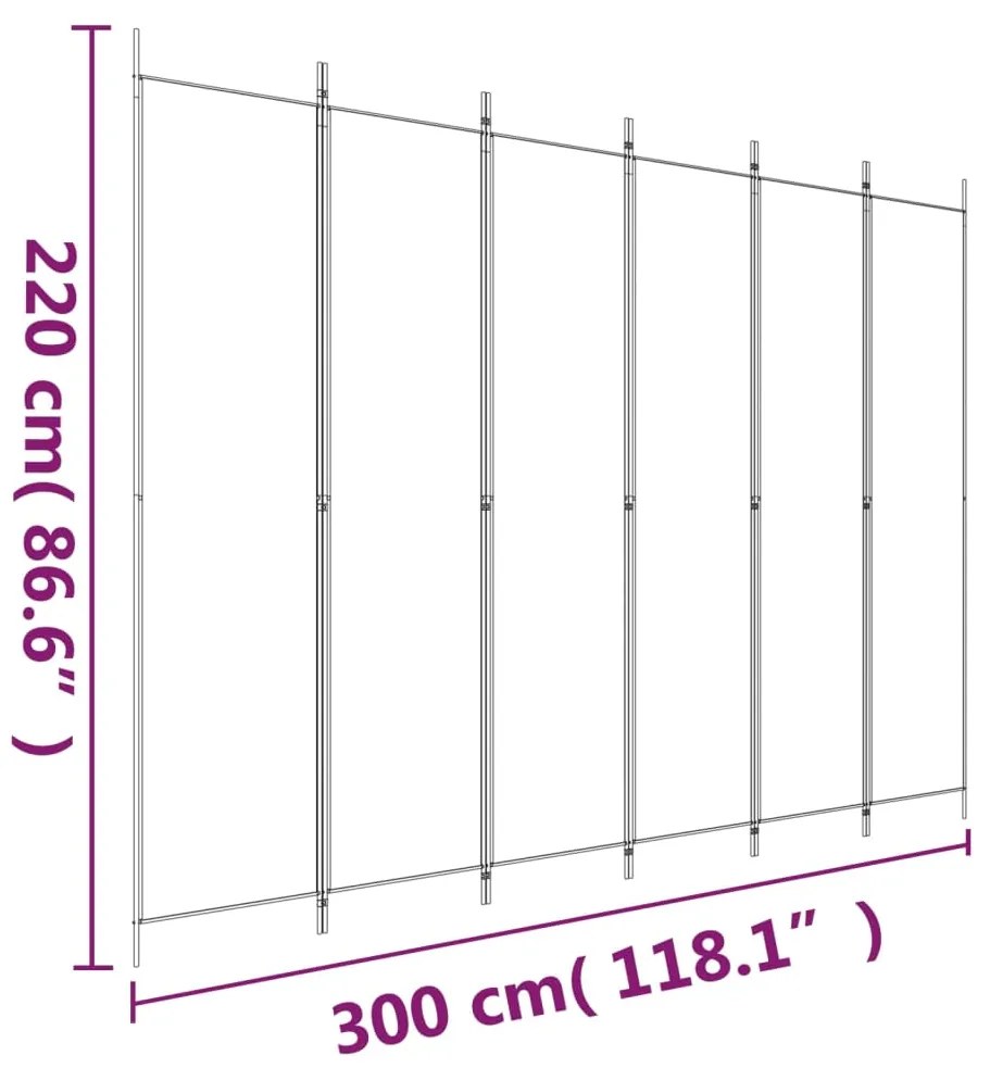 Divisória/biombo com 6 painéis 300x220 cm tecido castanho