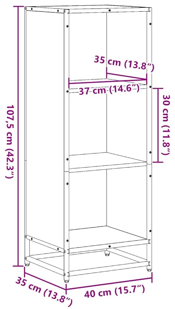 Estante 40x35x107,5 cm contraplacado preto
