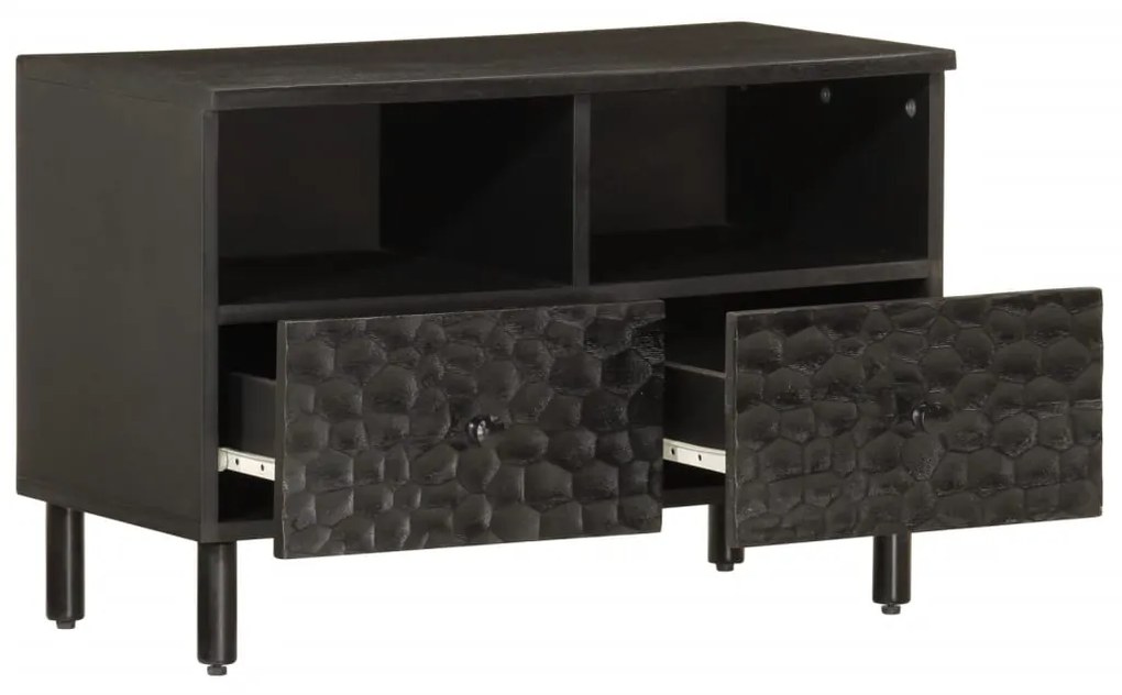 Móvel de TV 70x33x46 cm madeira de mangueira maciça preto