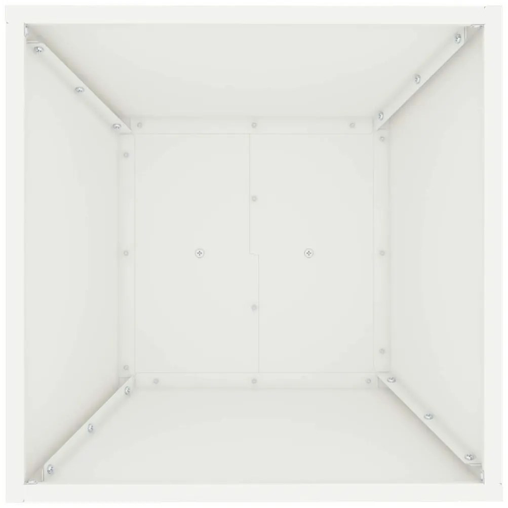 Jardineiras de Pilar 2 pcs com Tigela Branca 40x40x100 cm Aço