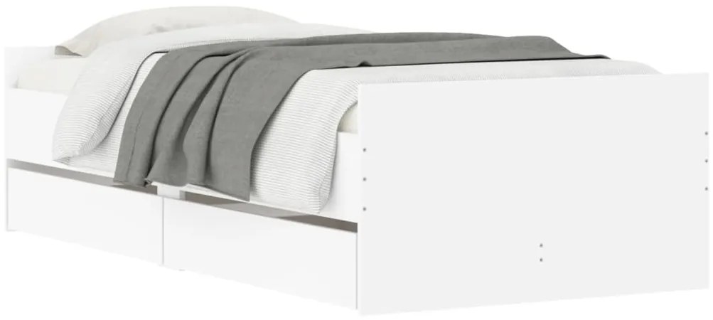 Estrutura cama de solteiro pequena c/ gavetas 75x190 cm branco