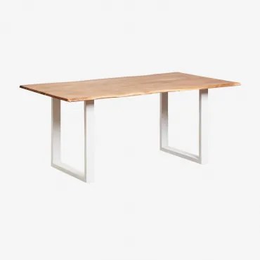 Mesa De Jantar Retangular Em Madeira De Acácia Sami Branco & 180 X 100 Cm - Sklum
