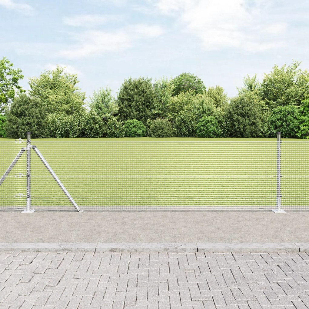 vidaXL Conjunto de Postes de Cerca 25 x 0.5 m 2 Peças Aço galvanizado