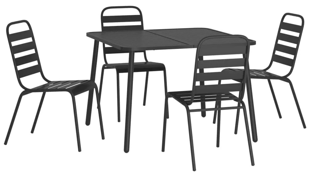 5 pcs conjunto de jantar para jardim aço antracite