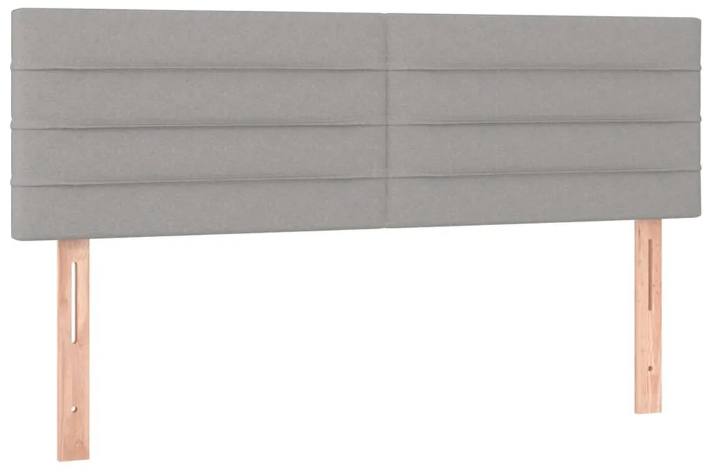 Cama box spring c/ colchão e LED 140x190 cm tecido cinza-claro