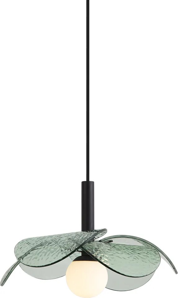 Candeeiro Pendente de Design Preto com Vidro Verde - Kemner