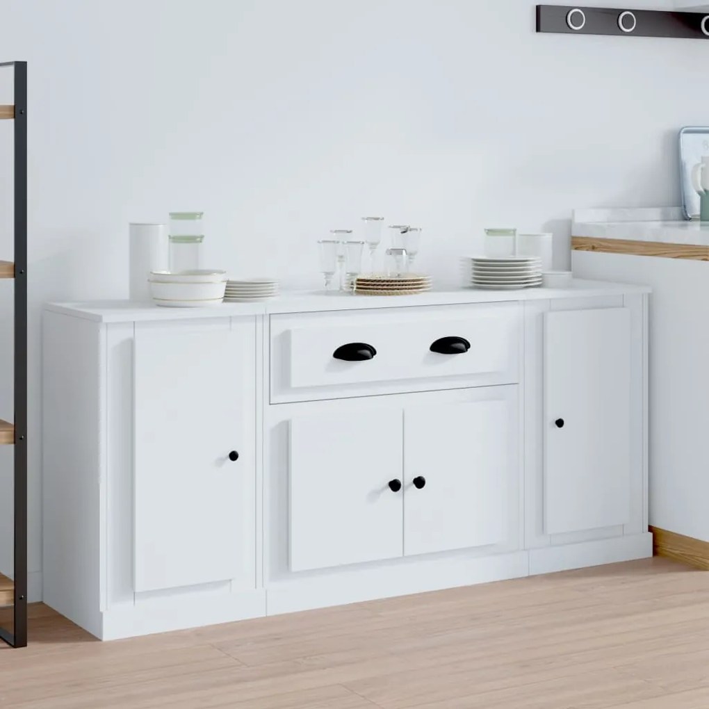 vidaXL Aparadores 3 pcs madeira processada branco
