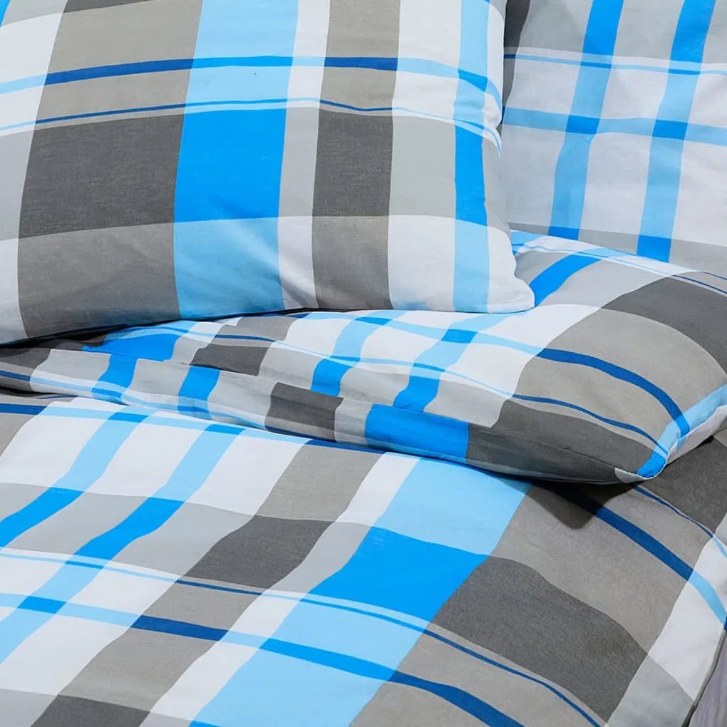 Conjunto de capa de edredão 260x220 cm algodão azul e cinza