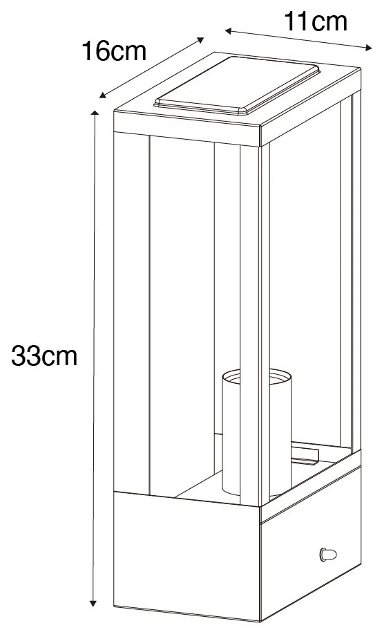 Candeeiro de parede exterior preto com sensor crepuscular dourado - Rotterdam