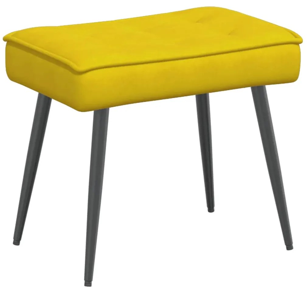 Cadeira de relaxamento com banco em veludo amarelo