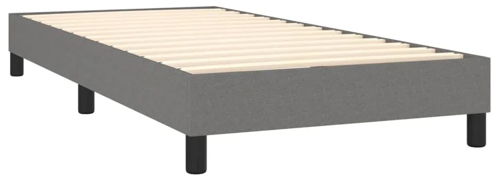 Cama box spring c/ colchão e LED 90x200 cm tecido cinza-escuro