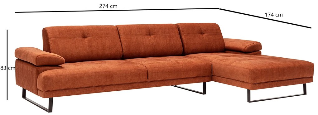 Sofá de Canto Mustang – Laranja – 274 x 174 cm
