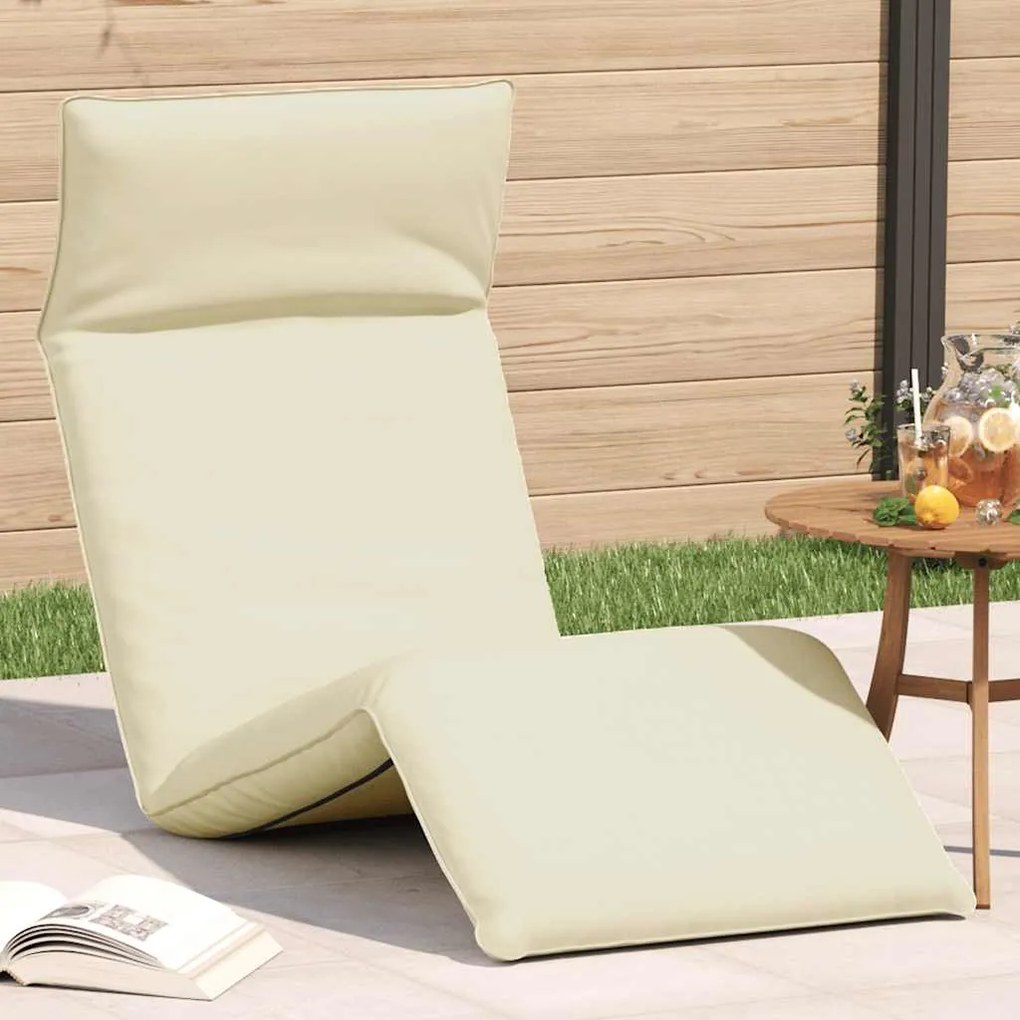 vidaXL Espreguiçadeira dobrável 175x54x8,5 cm tecido Oxford creme
