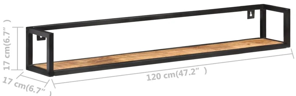 Prateleiras de parede 2 pcs 120 cm madeira de mangueira áspera