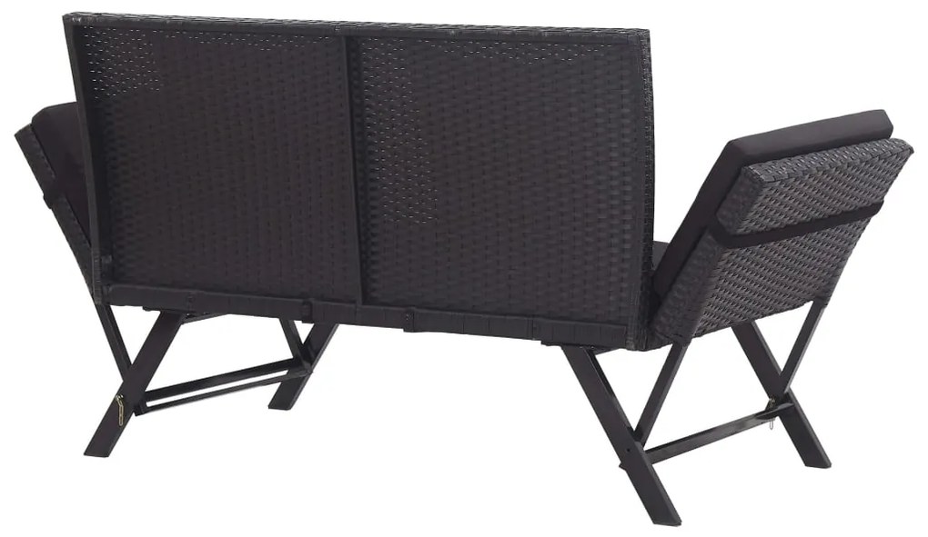 Banco de jardim c/ almofadões 176 cm vime PE preto