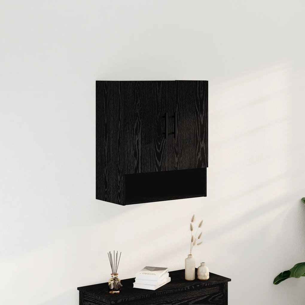 Armário de Parede vidaXL Preto Carvalho 60x31x70 cm Madeira Revestida