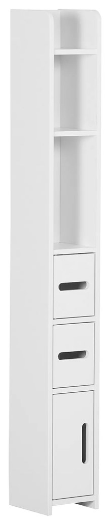 Coluna Casa de Banho com 3 Portas e 3 Prateleiras Abertas Coluna Auxiliar para Sala de Estar Casa de Banho Dormitório Estilo Moderno 15x17x120cm Branc