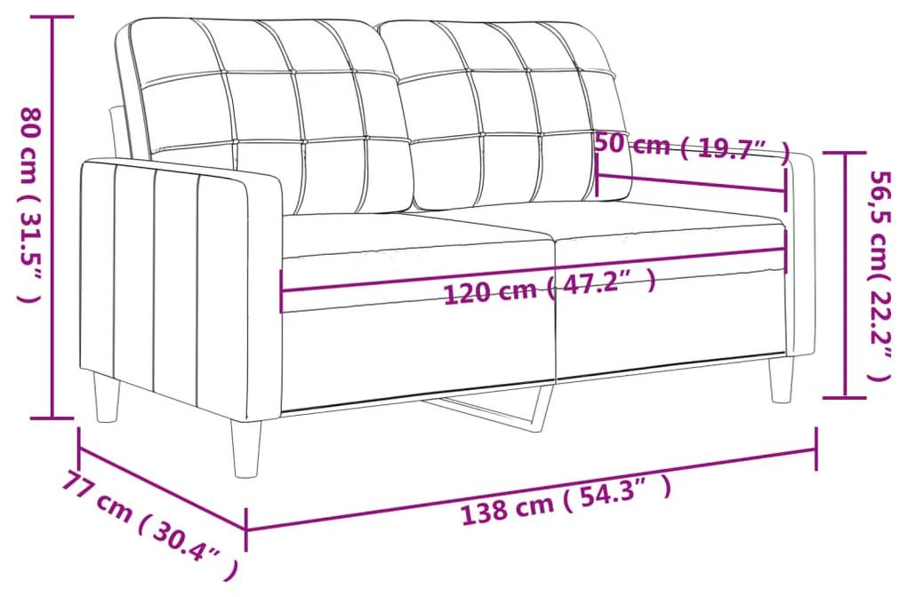 Sofá de 2 lugares tecido 120 cm castanho