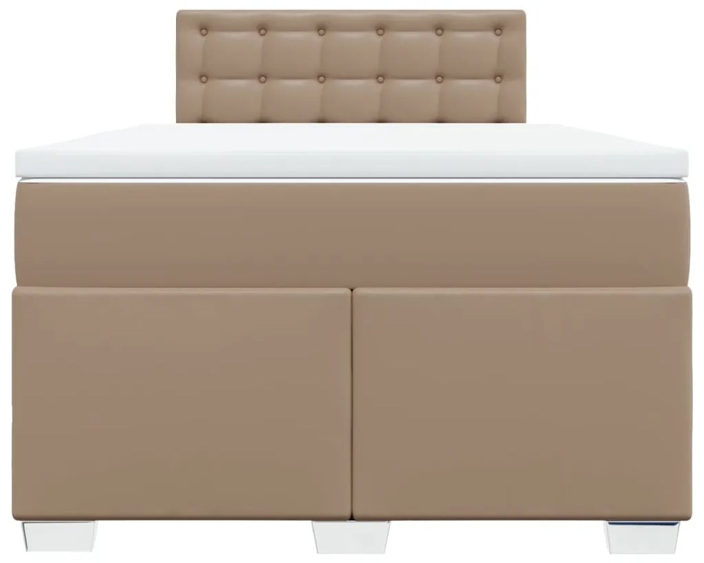 Cama boxspring c/ colchão 120x190cm couro artificial cappuccino