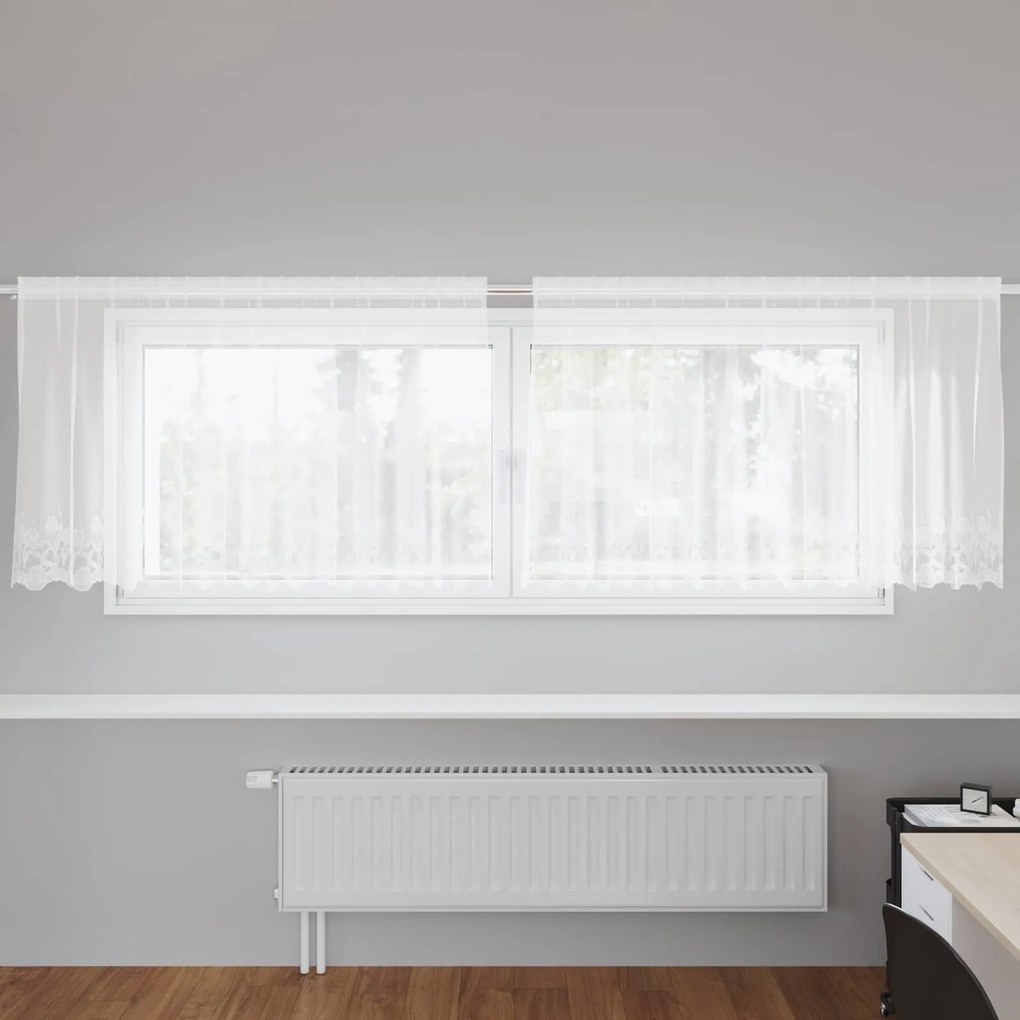 vidaXL Cortina de Renda com cortinas Branco 120 x 300 cm Poliéster