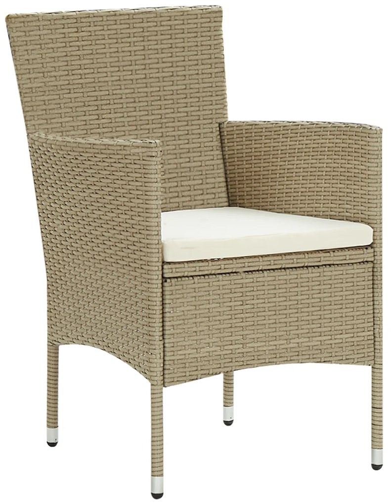 Conjunto de Jantar de Jardim 9 Peças Bege Rattan Poliéster