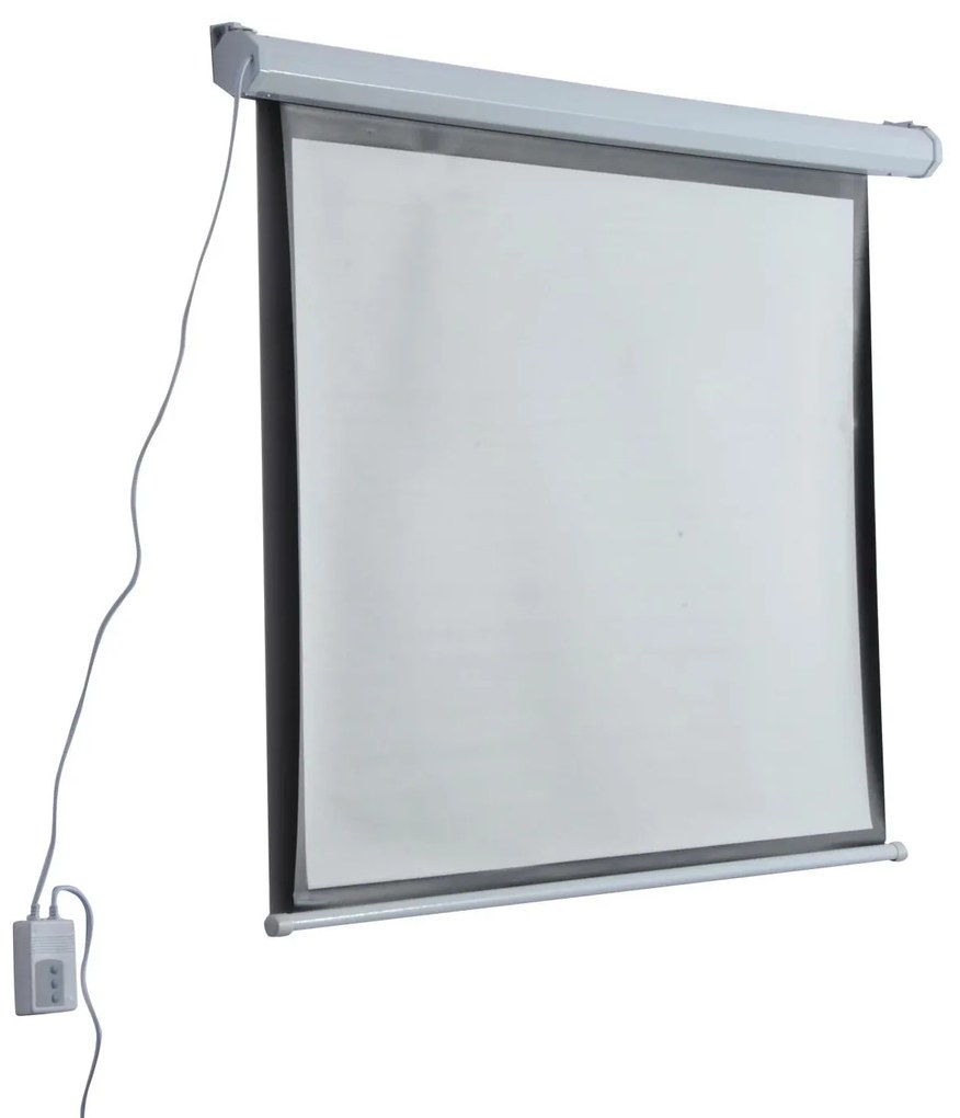 HOMCOM Tela de Projeção Elétrica Portátil Universal 84" 4:3 com Controlo Remoto Suspensa na Parede 171x130 cm Branco | Aosom Portugal