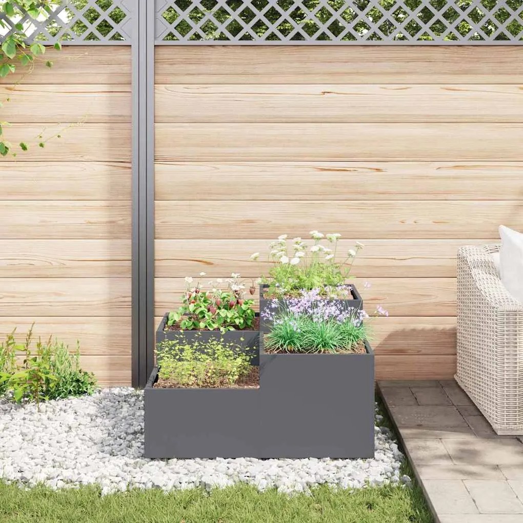 Jardineira vidaXL 100x100x48 cm Aço Antracite