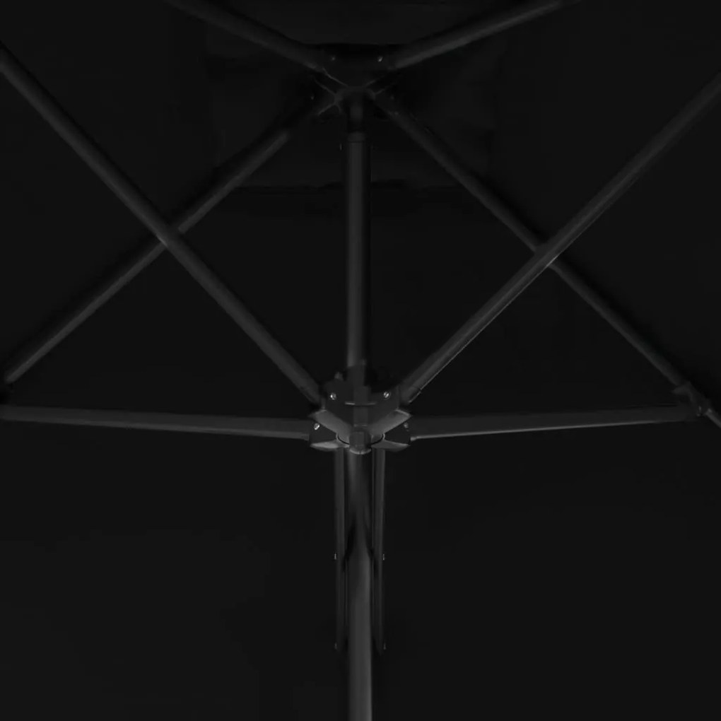 Guarda-sol de jardim com poste de aço 300x230 cm preto