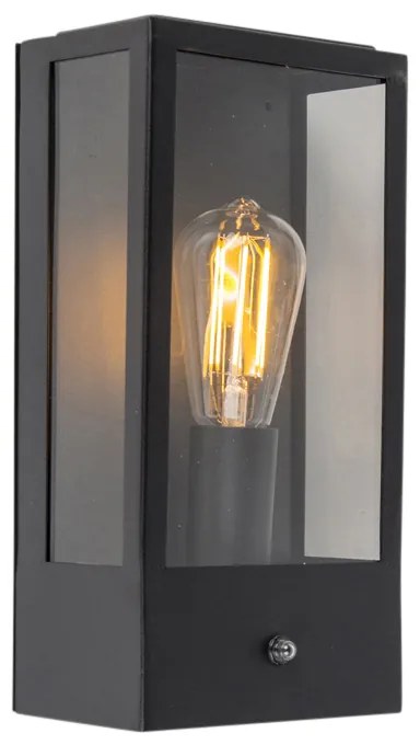 Candeeiro de Parede Exterior Preto com Sensor Crepuscular - Rotterdam