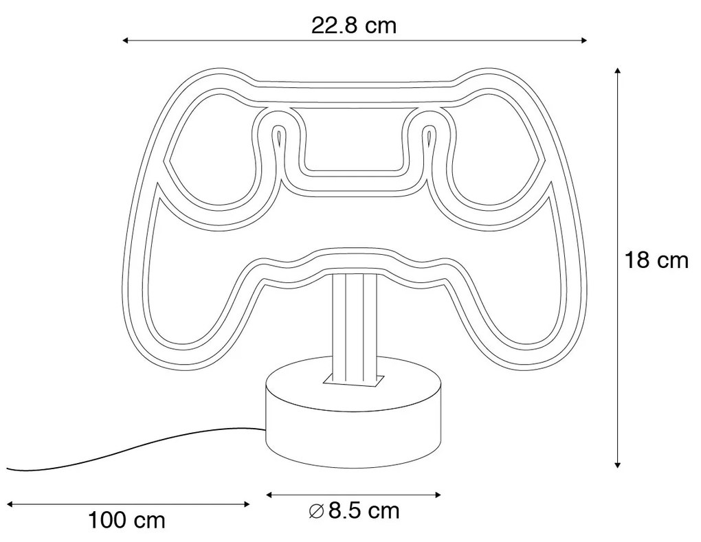 Candeeiro de Mesa Neon Azul com LED Integrado - Game Design