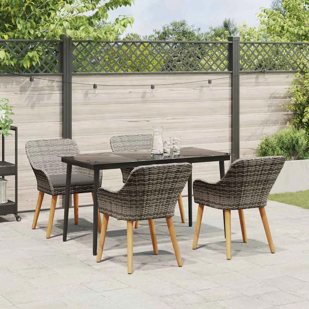 Conjunto de Jantar para Jardim com 5 Peças em Cinza com Rattan Sintéti