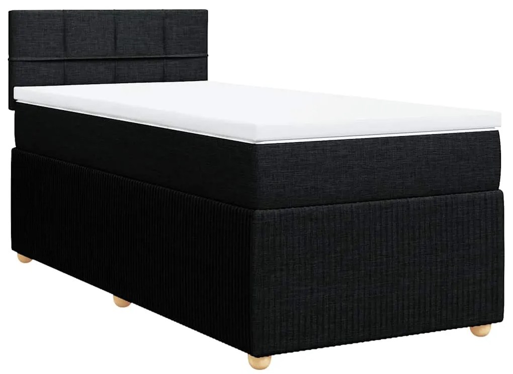 Cama com molas/colchão 90x190 cm tecido preto