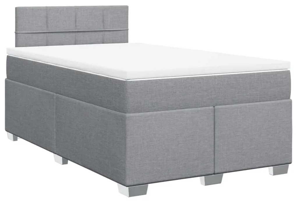 Cama boxspring com colchão 120x190 cm tecido cinzento-claro