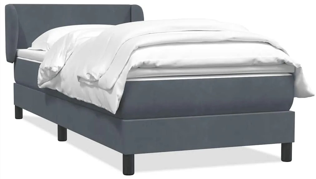 Cama com molas/colchão cinza-escuro 80x220 cm veludo