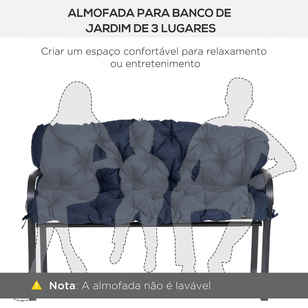 Almofada para Banco com Encosto 150x98x8cm Almofada de Banco de 3 Luga