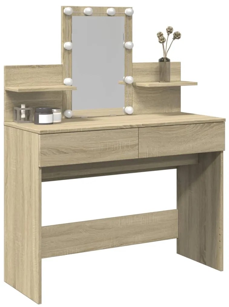 Toucador com LEDs 100x40x130 cm carvalho sonoma