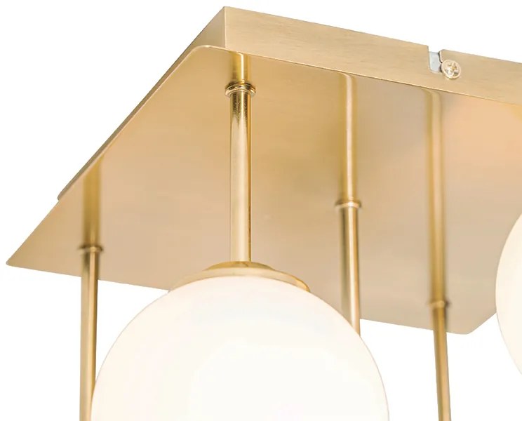 Moderno candeeiro de teto dourado com vidro opalino 5-luz - Atenas Moderno