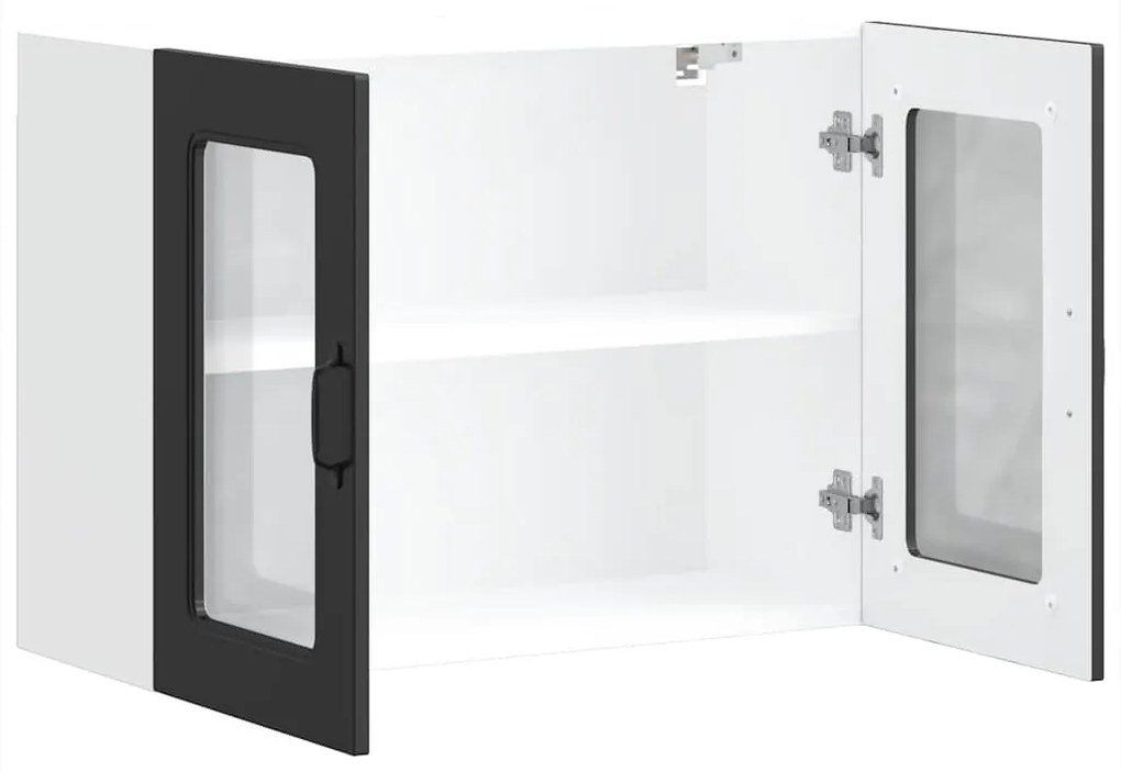 Armário de parede de cozinha porta vidro Kalmar preto