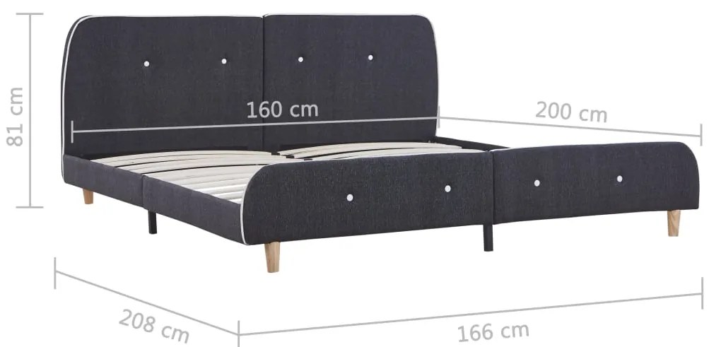 Estrutura de cama 160x200 cm tecido cinzento-escuro