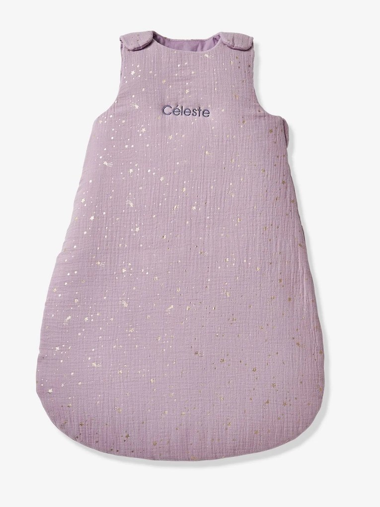 Saco de bebé sem mangas, em gaze de algodão bio*, Cometas rosa claro estampado