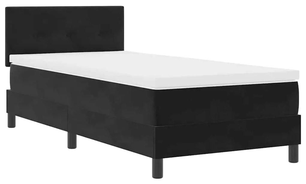 Cama Box com Colchão e LED Preta 90x200 cm Veludo