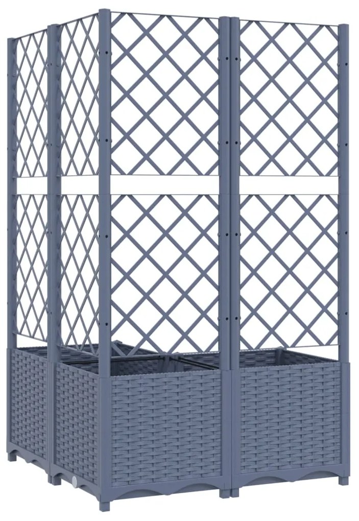 Vaso/floreira jardim c/ treliça 80x80x136 cm PP cinzento azul
