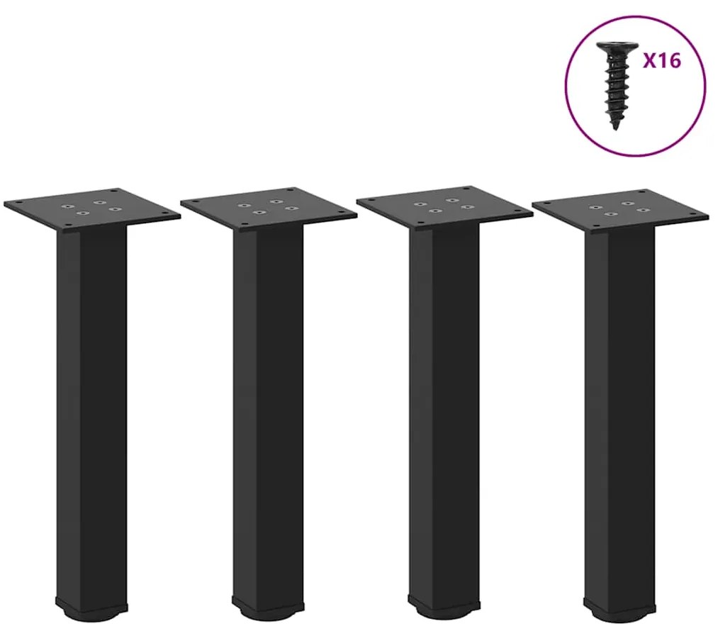 Pés para mesa de centro 4 peças, preto, 42-44 cm, aço