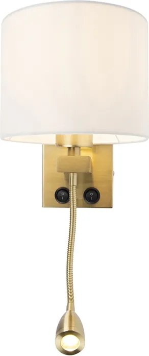 Candeeiro de parede Art Déco dourado com abat-jour branco - Brescia