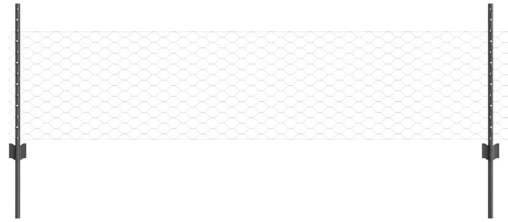 Postes de Cerca vidaXL 11 pcs U-Channel Cinza 60 cm Aço, Cerca Hexagon